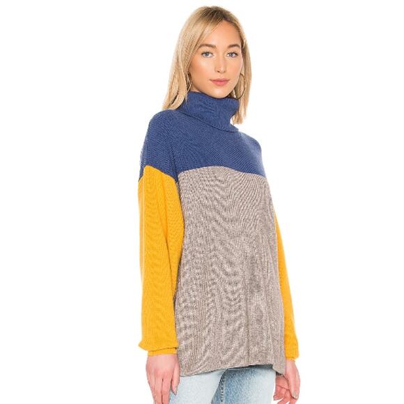 Free People Softly Structured Colorblock Sweater Blue Size Small - Picture 2 of 10